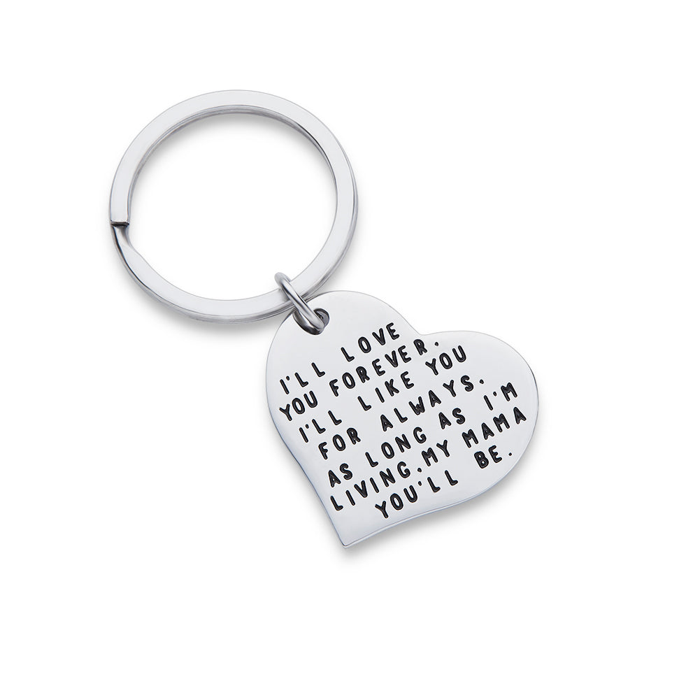 Mother Gifts Keycahin from Daughter Son Birthday Mother’s Day Christmas Valentine Mom Gifts Key Chain Charm Personalized Engraved I’ll Love You Forever for Mama Gifts from Kids