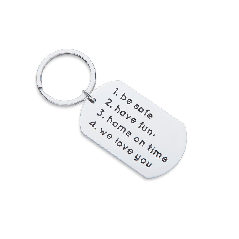 New Driver Keychain Gift for Daughter Son Husband Inspirational Birthday Graduation Christmas Gift Be Safe Have Fun We Love You Keychain Charm Gift for Trucker Men Women Teenage
