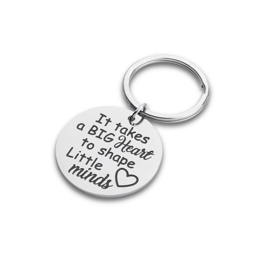 Teacher Keychain Thank You Gifts for Women Men Birthday Graduation Appreciation Gift for Mom Dad It Takes A Big Heart to Shape Little Minds Teacher’s Day Christmas Key Chain for Him Her