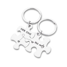 Load image into Gallery viewer, Couple Keychain Gifts for Husband Wife Puzzle Keychain Set of 2 Key Ring Charm Valentines Day Wedding Anniversary Christmas Gifts for Him Her
