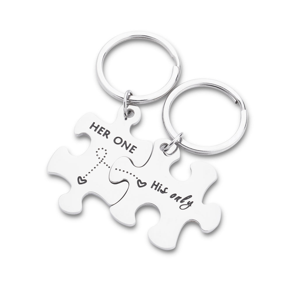 Couple Keychain Gifts for Husband Wife Puzzle Keychain Set of 2 Key Ring Charm Valentines Day Wedding Anniversary Christmas Gifts for Him Her