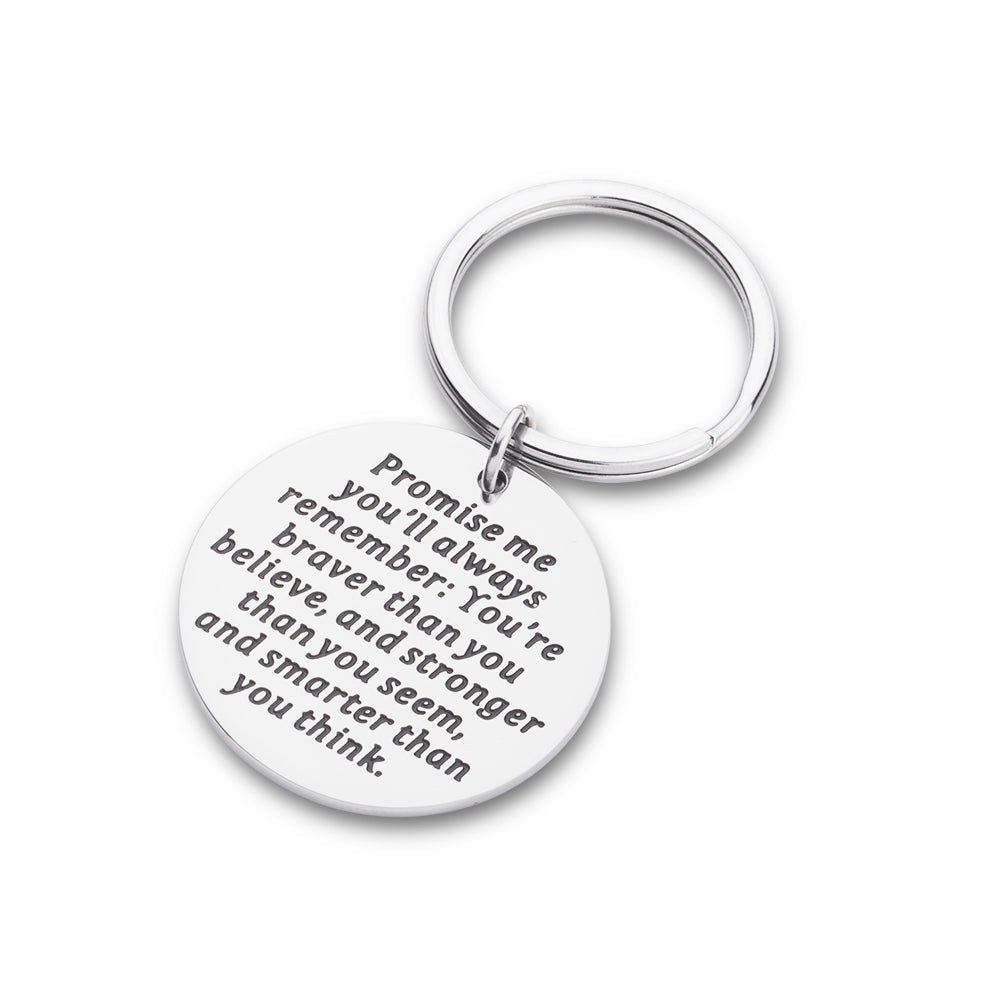 Inspirational Graduation Keychain for Class 2021 Gift for Women Men Best Friends Always Remember You are Braver Than You Believe Birthday for Teen Girls Boys Students Nurse Gift from Teachers
