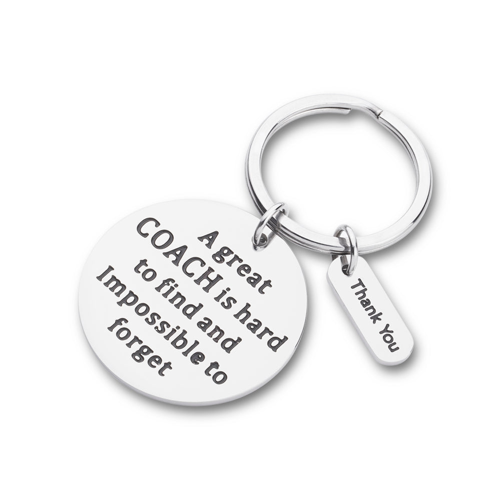 Coach Gifts Keychain Football Basketball Swimming Baseball Appreciation Gifts for Coach A Great Coach is Hard to Forget Thank You Gifts for Men Women