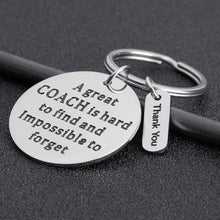 Load image into Gallery viewer, Coach Gifts Keychain Football Basketball Swimming Baseball Appreciation Gifts for Coach A Great Coach is Hard to Forget Thank You Gifts for Men Women
