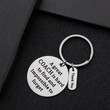 Load image into Gallery viewer, Coach Gifts Keychain Football Basketball Swimming Baseball Appreciation Gifts for Coach A Great Coach is Hard to Forget Thank You Gifts for Men Women
