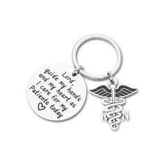 Load image into Gallery viewer, Nurse Prayer Keychain Gift for Nursing School Graduate Lord Guide My Hands Personalized Gift for Medical Students RN Graduation Birthday Christmas Gift for Nurse
