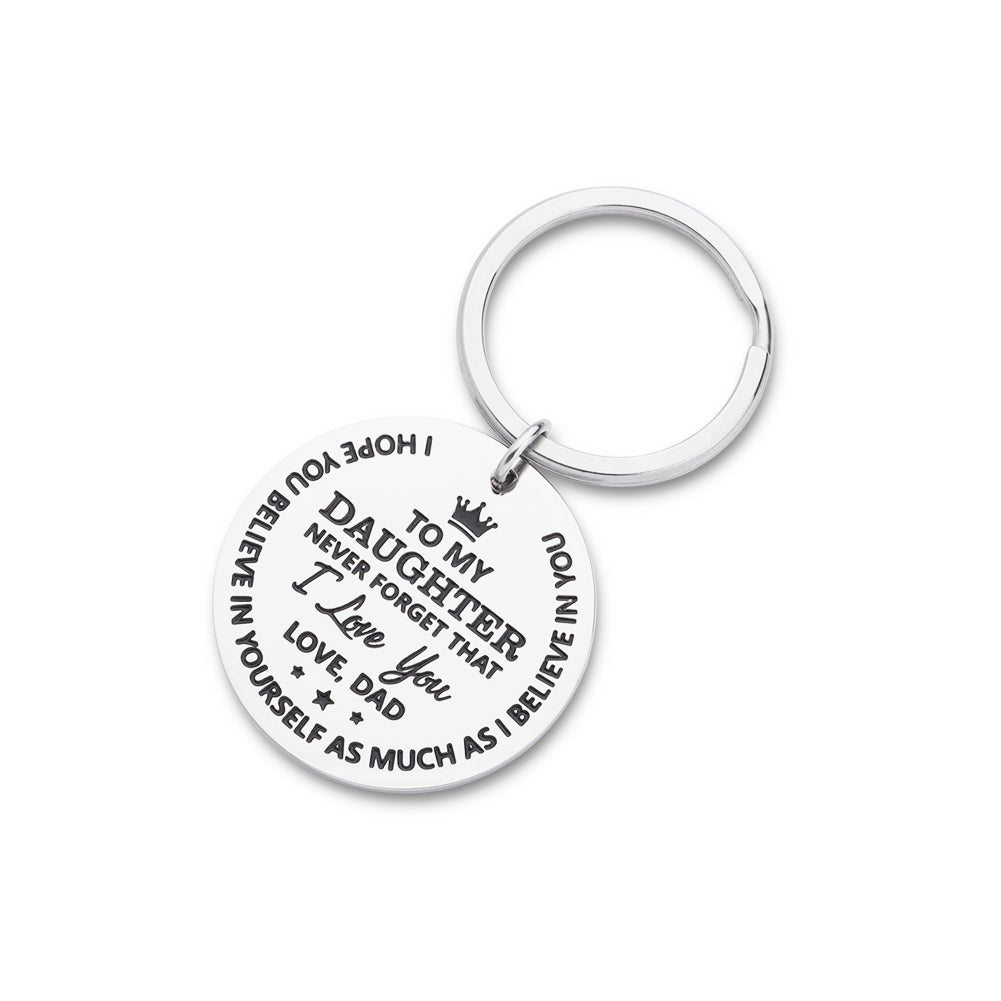 Inspirational Gifts Keychain to Daughter Birthday Christmas Present Encouragement Keyring to Girls from Mom Dad Never Forget That I Love You Family Pendant Charm