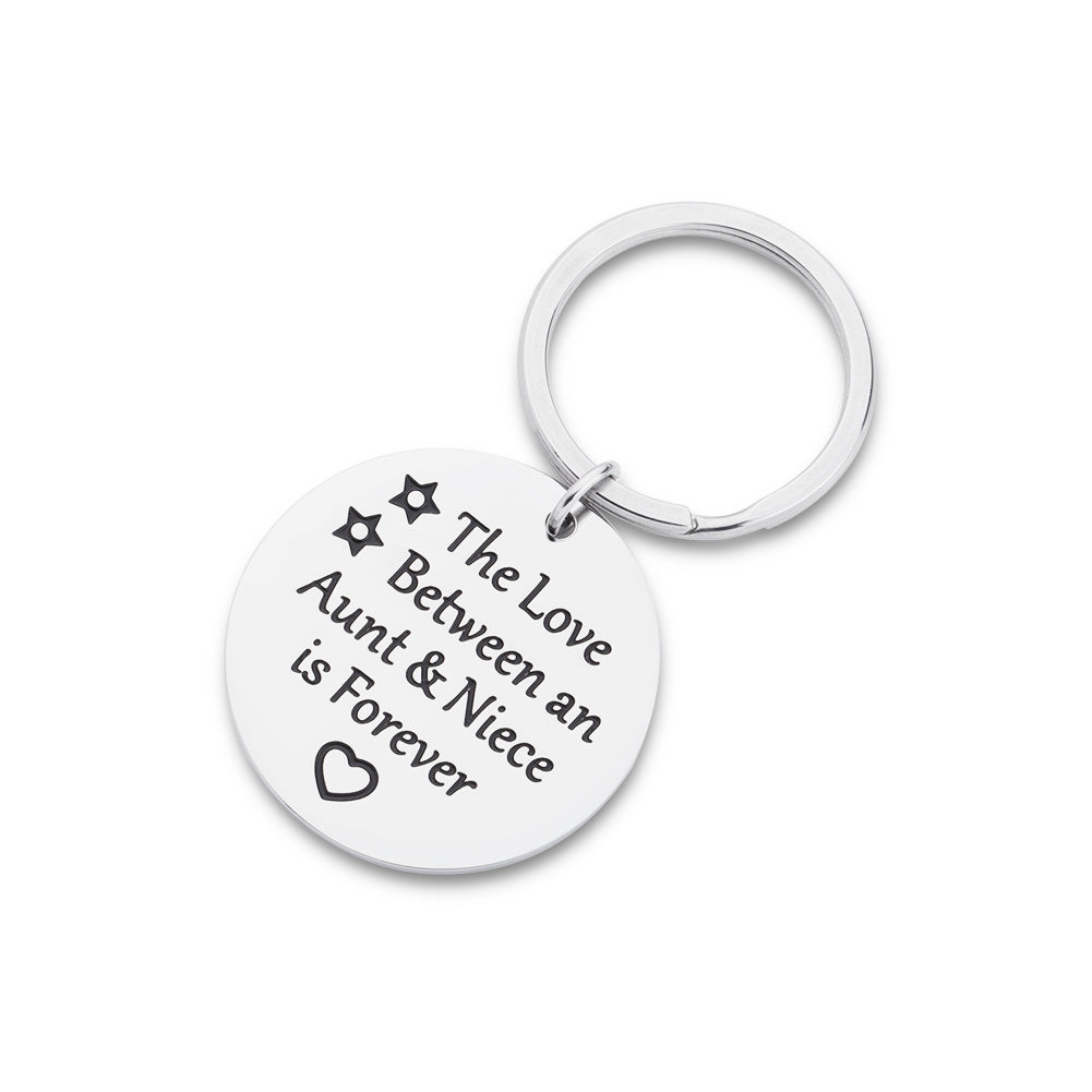 Aunt Gift Keychain Mothers Day Gifts Charm Key Ring Aunt Gifts from Niece Birthday Family Gifts for Her Women The Love Between Aunt and Niece is Forever