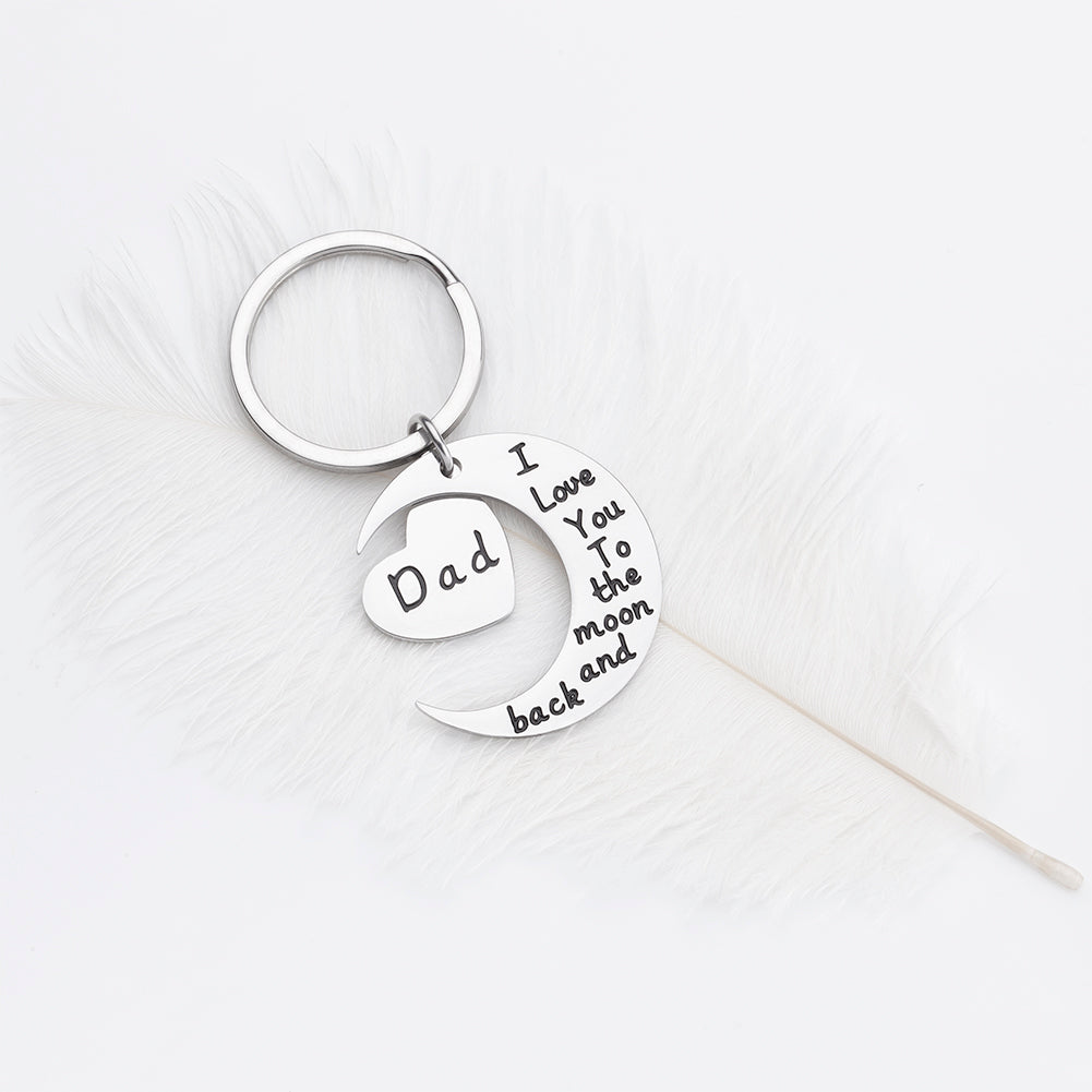 Fathers Day Gifs Keychain for Dad Birthday Gif for Daddy Step Dad to Be from Son Daughter Kids I Love You to The Moon And Back Key Ring XMAS Wedding Ann Gif Father of The Bride Men