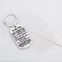 Load image into Gallery viewer, Son Gifts Keychain from Dad Inspirational Graduation Birthday Gift You Are Braver Stronger Smarter And Loved Christmas Stocking Stuffer Long Distance Encouragement Gift for Boys
