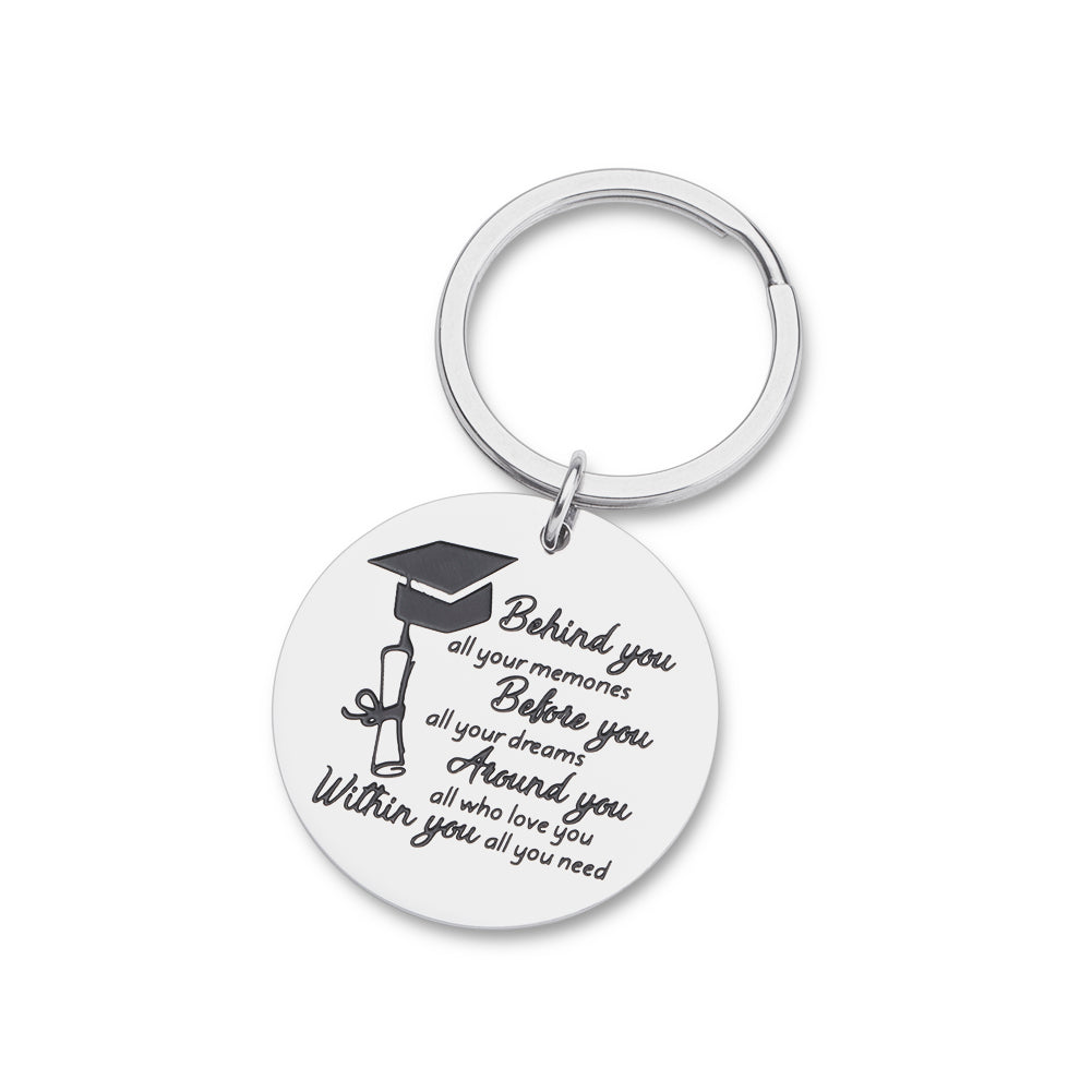 Graduation Gifts Inspirational Keychain for Class of 2021 Daughter Son Her Him Behind You All Your Memories College High School Graduates Gift for Best Friends Girls Boys