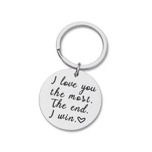 Load image into Gallery viewer, Husband Wife Keychain Gifts for Birthday Anniversary Wedding Present for Boyfriend Girlfriend Romantic Gift Idea Key Ring for Him Her I Love You Most i Win
