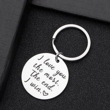 Load image into Gallery viewer, Husband Wife Keychain Gifts for Birthday Anniversary Wedding Present for Boyfriend Girlfriend Romantic Gift Idea Key Ring for Him Her I Love You Most i Win
