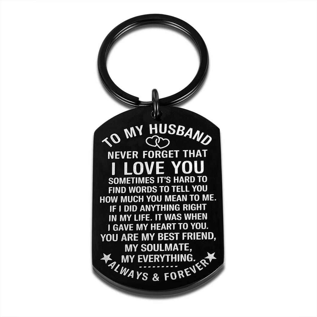 Anniversary Husband Keychain from Wife Birthday Valentine’s Day Present for Hubby Fiance Bridegroom Wedding Xmas Present Husband Fathers Day Couple Keyring Keepsake for Him Men