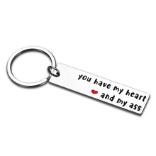 Load image into Gallery viewer, Funny Valentine Keychain for Boyfriend Girlfriend Birthday Anniversary Gifts for Husband Wife Men Women You Have My Heart Wedding Key Chain for Fiance Groom Hilarious Couple Present Jewelry
