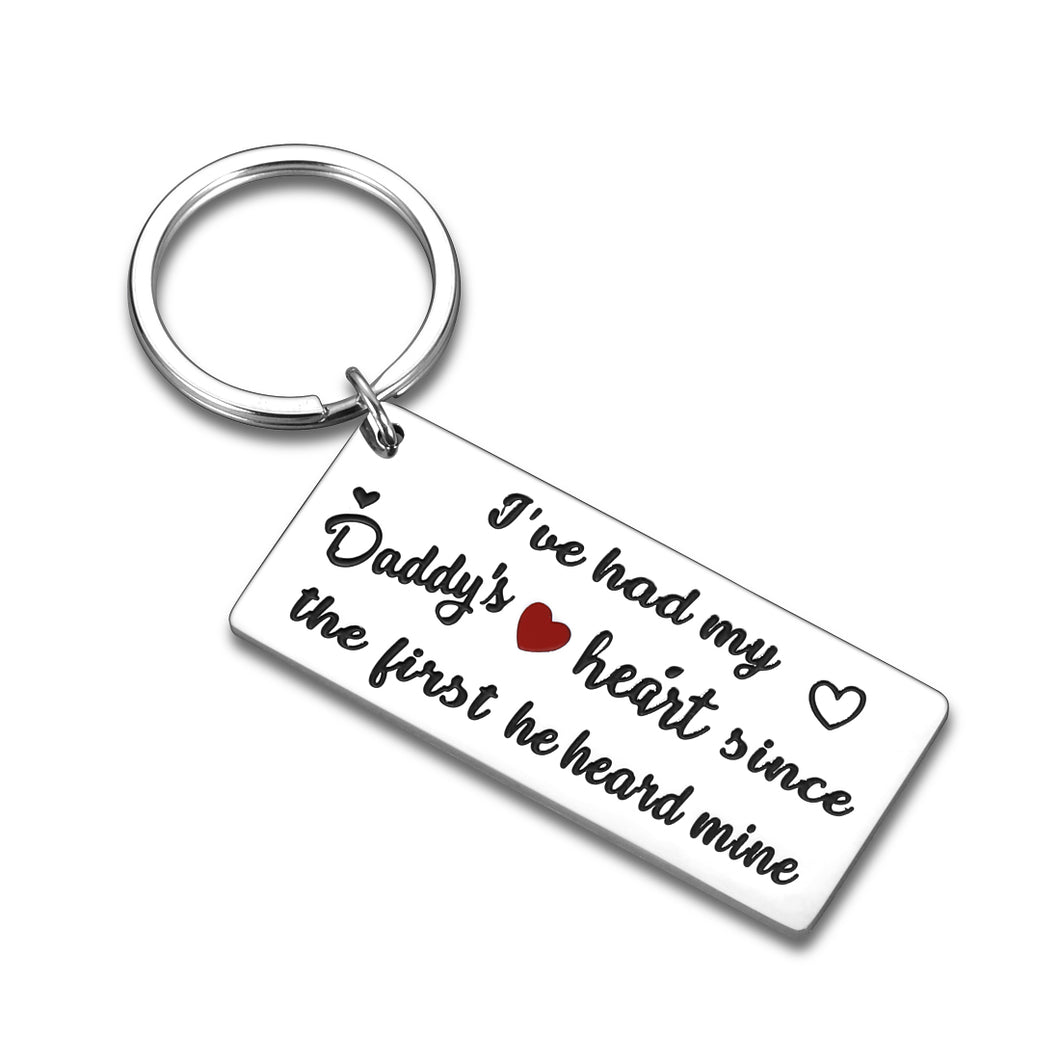 Father’s Day Gift Keychain for Dad Daddy’s Birthday Gift from Daughter Son I’ve Had My Daddy’s Heart Since The First He Heard Mine Christmas Valentine Thanksgiving Day Jewelry Gift to New Dad