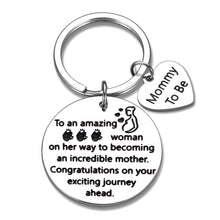 Load image into Gallery viewer, Mommy to Be Gifts Keychain for New Mom Pregnancy Announcement Gift Soon to Be an Incredible Mother Woman First Time Mom Expecting Mother Inspirational Present Baby Announcement Jewelry Keyring for Her
