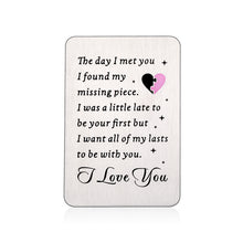 Load image into Gallery viewer, Anniversary GITS for Husband Wife I Love You Wallet Insert Card Gift for Him Her Valentine’s Day Birthday Engagement Metal Wallet Card for Boyfriend Girlfriend Christmas Wedding for Fiance
