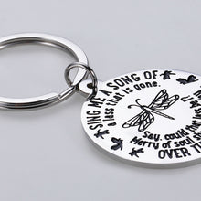 Load image into Gallery viewer, Outlander TV Show Gifts Keychain for Men Women Lamie Fraser Lover Outlander Fans Sing Me A Song of A Lass That is Gone Lyrics Dragonfly Keychain Skye Boat Song Dragonfly Lovers Jewelry for Him Her

