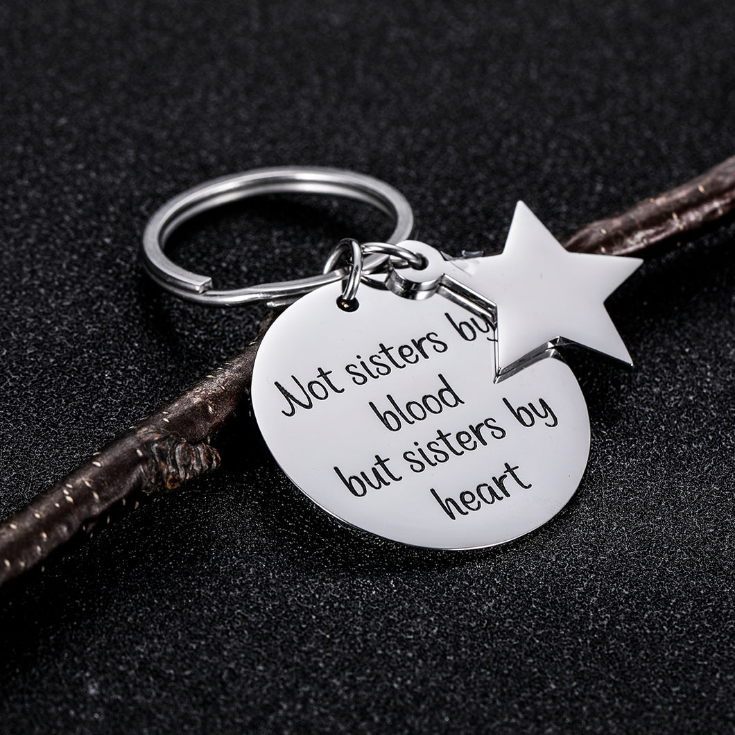Friendship Gifts Keychain for Best Friends Sisters Birthday Graduation for Women Teen Girls Not Sister by Blood But Sister by Heart Long Distance Wedding Christmas for BFF Besties Bosom Friend
