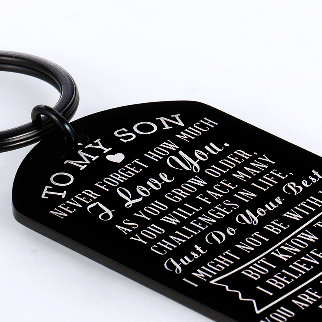 to My Son Gifts from Mom Dad Inspirational Keychain Birthday Graduation Christmas for Boys Men I Love You Key Pendant Back to School Anniversary Wedding Xmas Going Away Present for Him