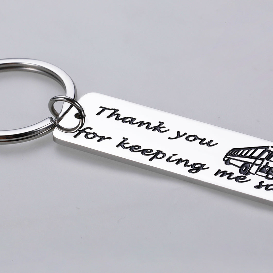 Bus Driver Appreciation Gift Keychain for Men Women School Bus Driver Thank You Keeping Me Safe Bus Key Chain Birthday Christmas Graduation Gifts for Him Her School Driver Retire Gift