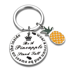 Load image into Gallery viewer, Inspirational Pineapple Keychain for Women Men Birthday Graduation Stand Tall Wear A Crown Be Sweet Motivational present for Daughter Teen Girls Graduates Jewelry Pineapple Stocking Stuffer Charm
